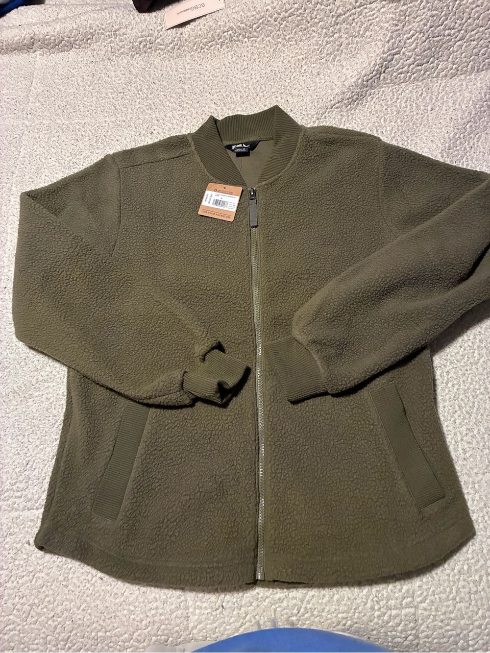 Eddie Bauer Olive Green Sherpa Bomber Jacket - Women's, medium, nwt